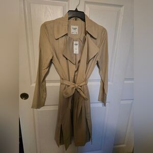 Abercrombie Drapey Waterfall Belted Trench Coat Jacket Tan Khaki Large L BNWT